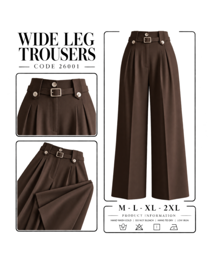 بنطلون Wide Leg شوكولاتة – 26001