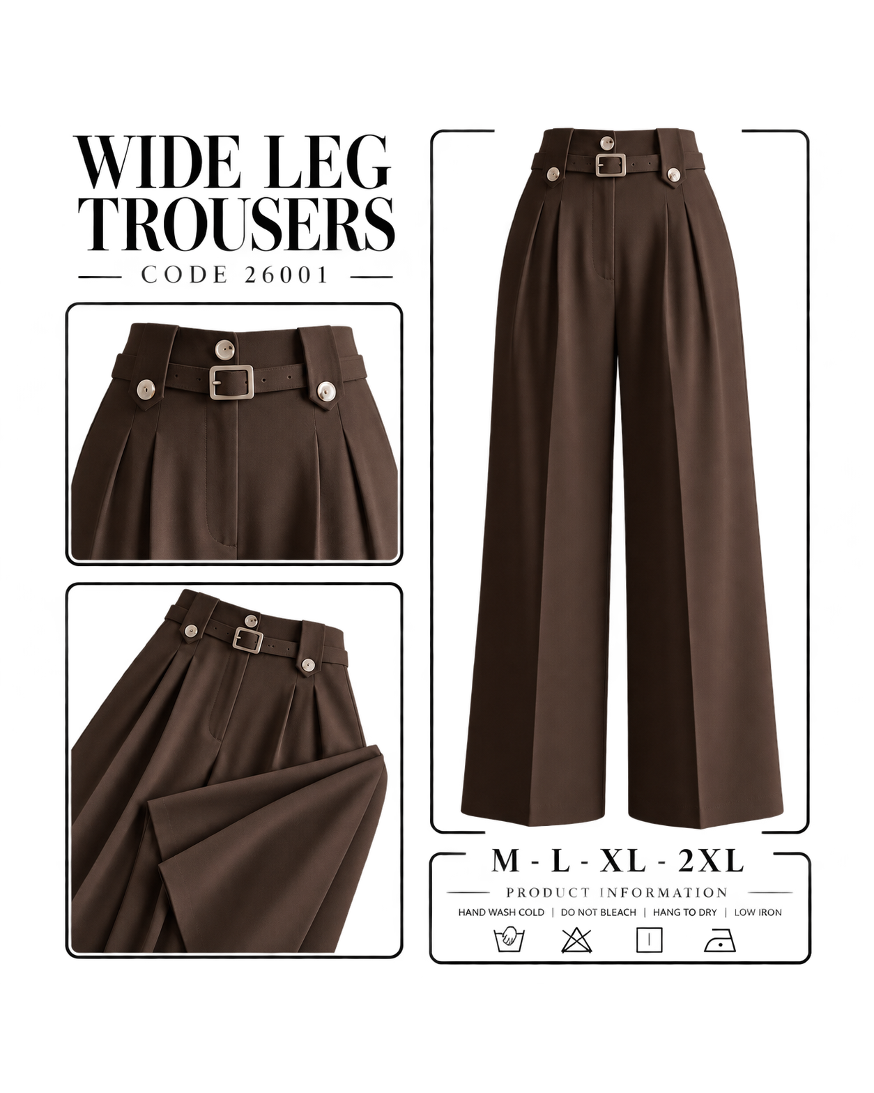 بنطلون Wide Leg شوكولاتة – 26001 بنطلون Wide Leg شوكولاتة – 26001