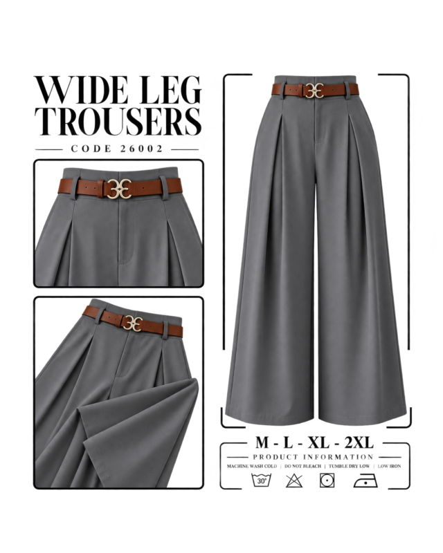 بنطلون Wide Leg رمادي – 26002