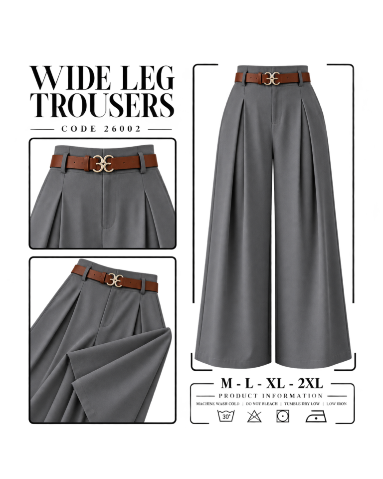 بنطلون Wide Leg رمادي – 26002